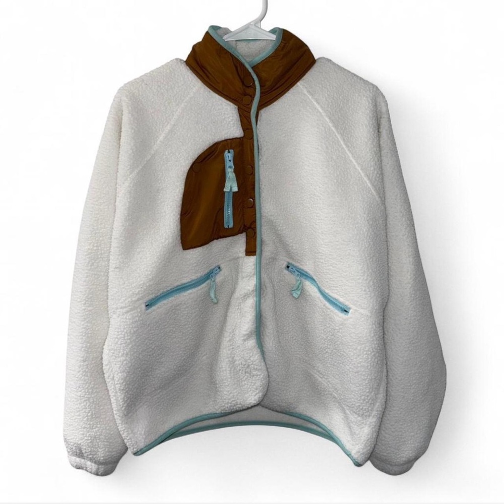 White and Brown Sherpa Jacket